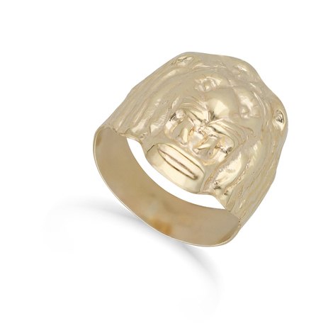 Anello uomo testa di leone oro giallo 18kt