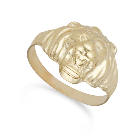 Anello uomo testa di leone in oro giallo 18kt