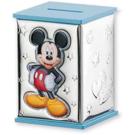 Salvadanaio re leone valenti disney cm 8x8 h 15 - bianco salvadanaio legno  placca argento vld712/bi prima infanzia offerta Fusco Argenti Gioielli