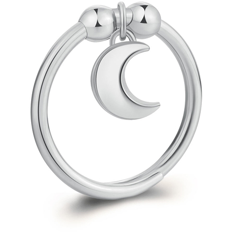 Anello in acciaio con luna pendente S'Agap