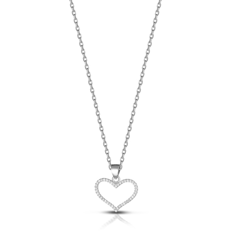 Collana in argento con cuore e cristalli bianchi