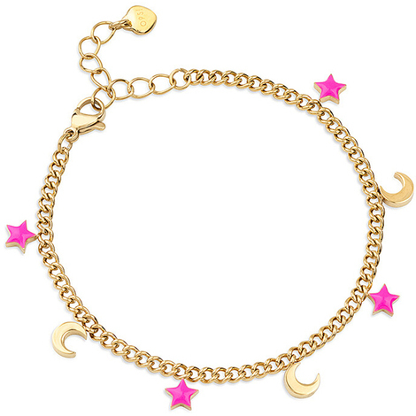 Bracciale acciaio a catena con stella e luna Ops