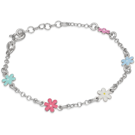 Bracciale bimba con fiori in argento 925