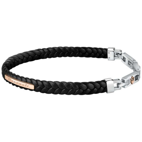 Bracciale da uomo in pelle e acciaio Maserati 