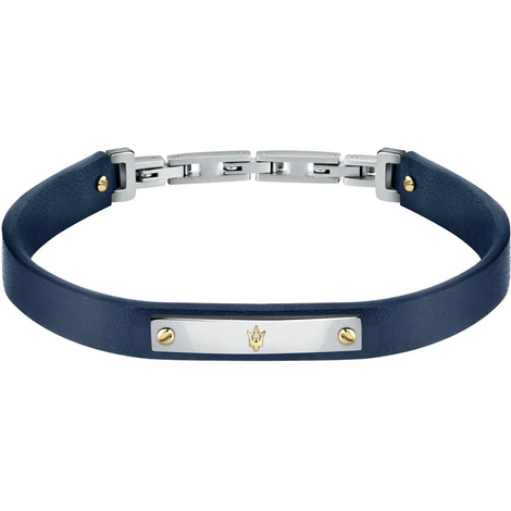 Bracciale da uomo in pelle e acciaio Maserati 