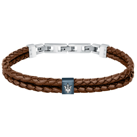 Bracciale da uomo in pelle e acciaio Maserati 