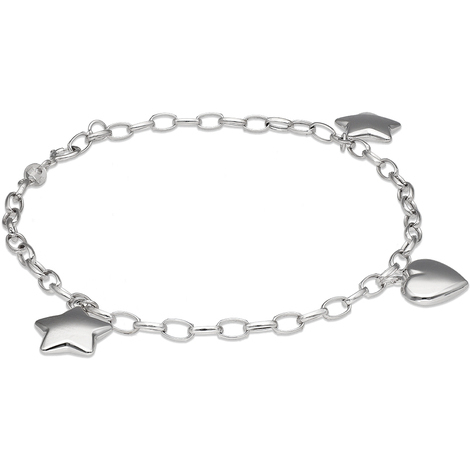 Bracciale donna cuore e stelle in oro bianco 9kt