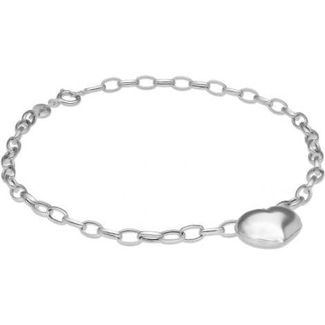 Bracciale donna cuore in oro bianco 9kt