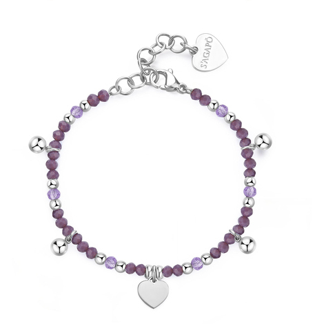 Bracciale in acciaio a sfere con cuore S'Agap