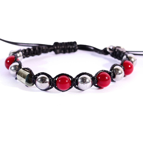 Bracciale in filo con perle rosse-argento Ivan B.