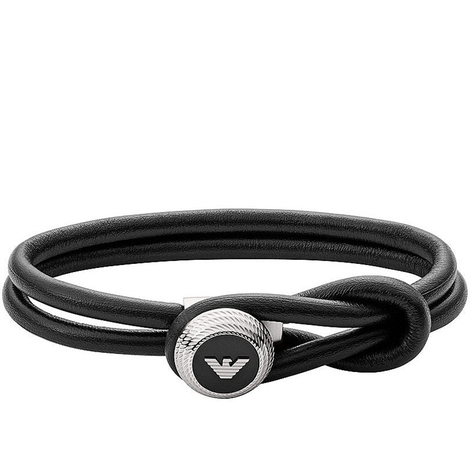 Bracciale in pelle e acciaio da uomo Armani 