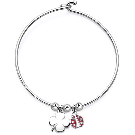 Bracciale rigido con quadrifogio e coccinella S'AG