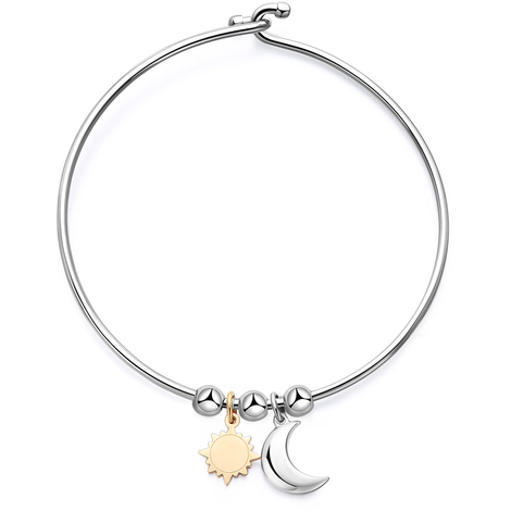 Bracciale rigido in acciaio con stella e luna S'A