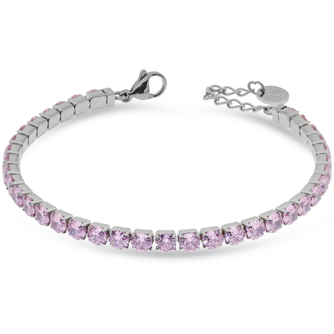 Bracciale tennis in acciaio con zirconi rosa LJ 