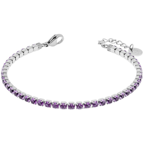 Bracciale tennis in acciaio con zirconi viola LJ 