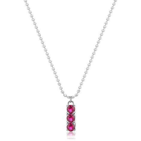 Collana a sfere con zirconi centrali rosa S'Agap