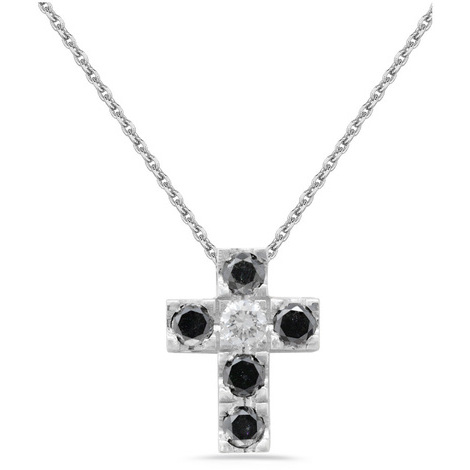 Collana croce oro 9Kt e lab grown diamond Eureka