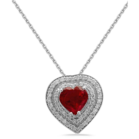 Collana oro 9Kt a cuore lab grown diamond Eureka