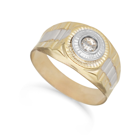 Anello chevalier in oro bicolore 9Kt SarniOro