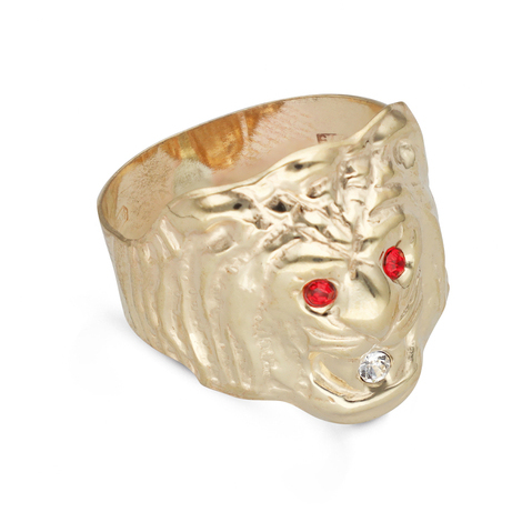 Anello uomo testa di leone in oro giallo 18kt