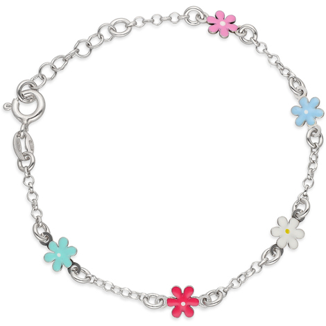 Bracciale bimba con fiori in argento 925