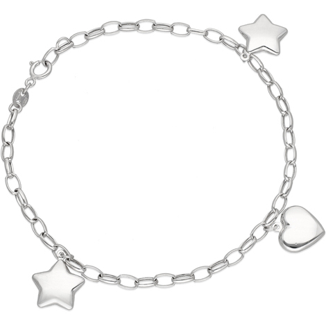 Bracciale donna cuore e stelle in oro bianco 9kt