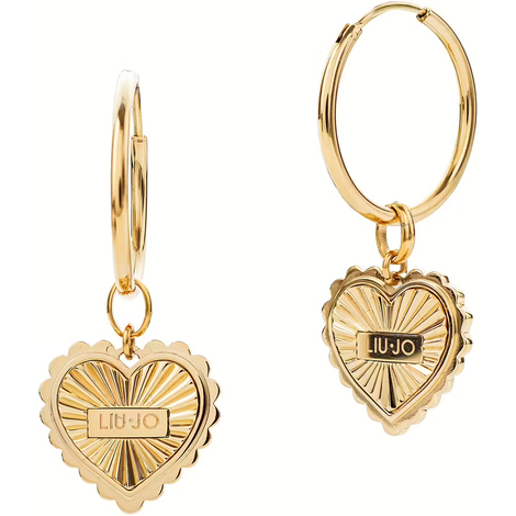 Orecchini in acciaio con cuore pendente gold 